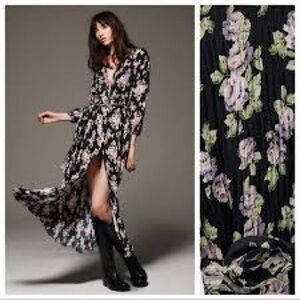 Zara Black and Purple Floral Maxi Dress